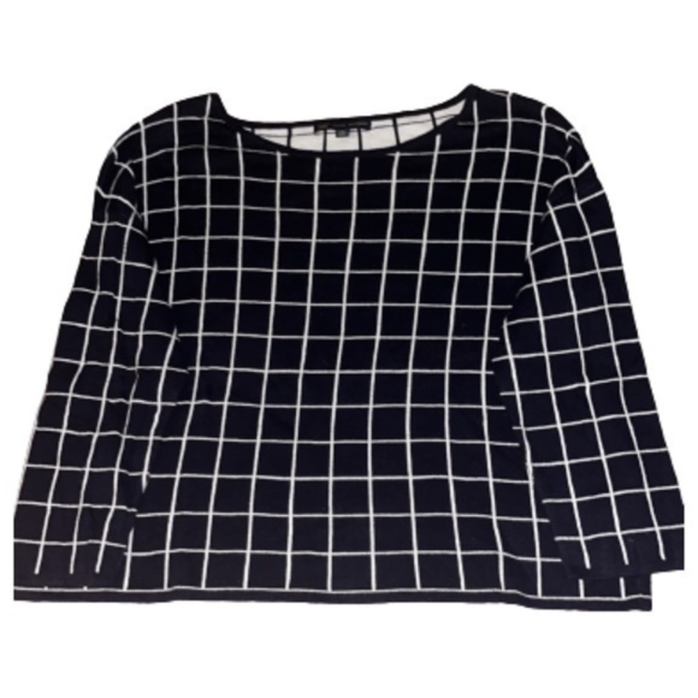 Brooks Brothers Navy and white checkered long sleeve top size XL